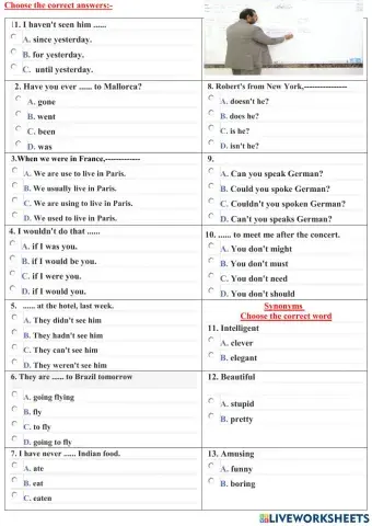 Intermediate -Structure & Vocabulary Exercises