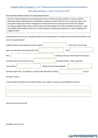 Pendidikan Moral Tingkatan 4 unit 7 soalan Bahagian C (a) soalan 5 m-s36 & 37