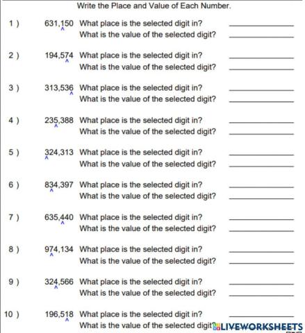 Place Value and Value- 100,000