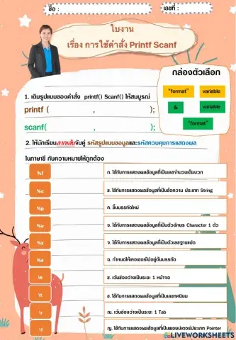 ใบงาน การรับและแสดงผลออกทางหน้าจอ