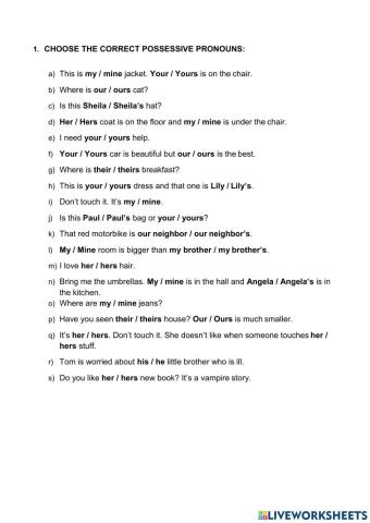 Pronouns - Personal and possessive pronouns