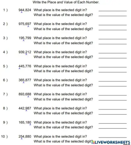 Place Value and Value 2- 100,000