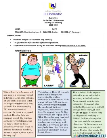 1p 1t 6th elementary r-s