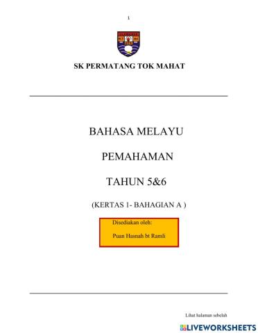 Kertas 1- Kefahaman