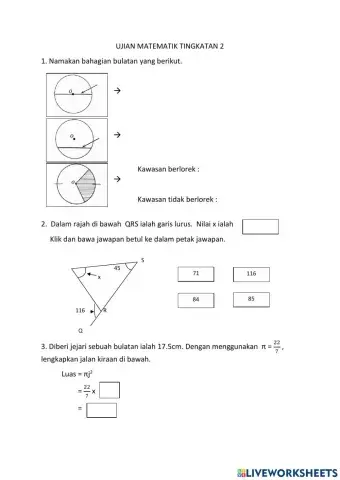 Pentaksiran pertengahan tahun 2021 matematik tingkatan 2
