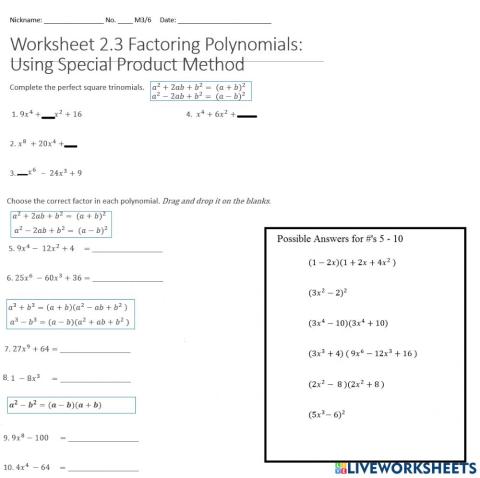 Factoring polynomials