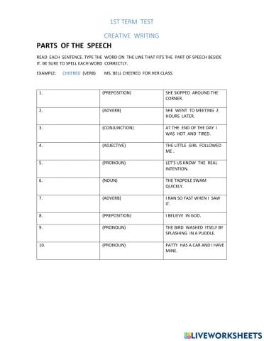 Parts of the speech