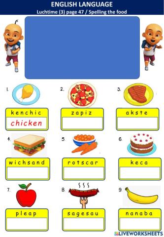 Lunchtime (3) page 47 part 2 - spelling -I've got -I haven't got