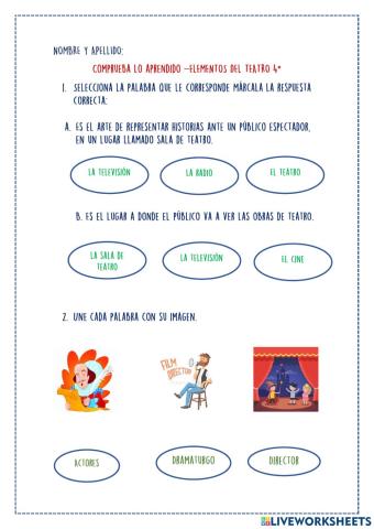 Elementos y términos teatrales - Comprueba lo aprendido