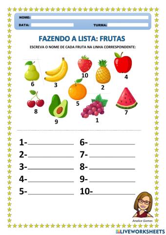 Fazendo a Lista - Frutas