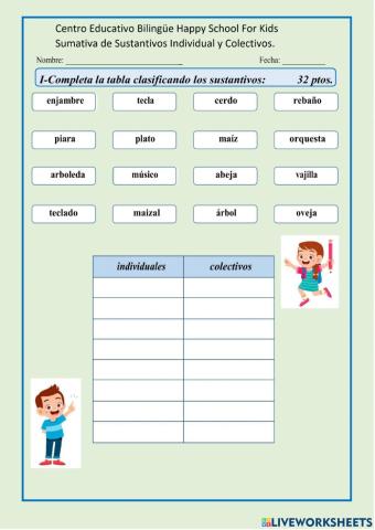 Sustantivos Individuales  y Colectivos