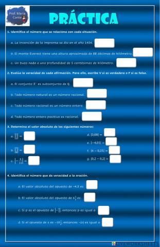 Práctica conceptos básicos de los números racionales