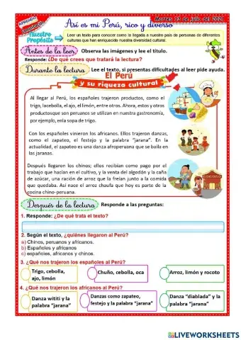Leemos sobre las culturas del Perú