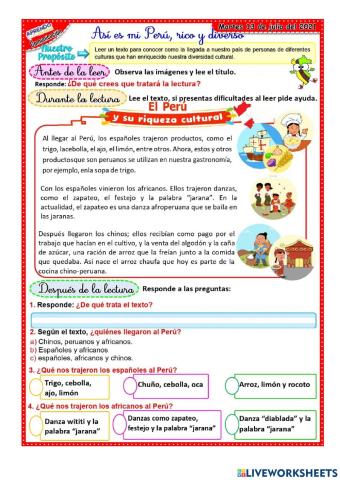 Leemos sobre las culturas del Perú