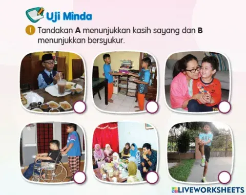Uji Minda (Bersyukur dan Kasih Sayang) Buku Teks Pendidikan Jasmani Pendidikan Kesihatan (PK) Tahun 2 ms 87