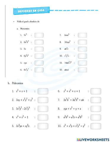 Evaluación de álgebra
