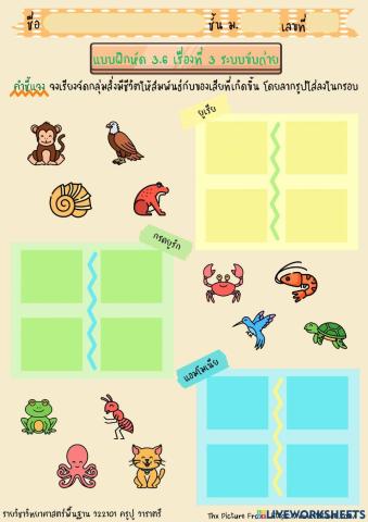 แบบฝึกหัด3.6 เรื่องที่ 3 ระบบขับถ่าย