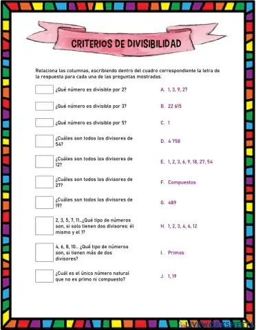 Criterios de divisibilidad