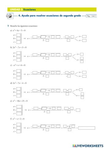 Ecuaciones de segundo grado