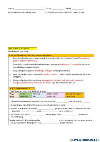 P Muzik Tingkatan 3 Ensembel Gong Besar