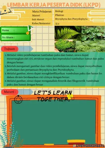 LKPD Bryophyta dan Pteridophyta
