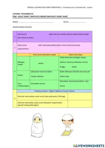 Solat sunat tahiyyatul masjid dan solat sunat hajat