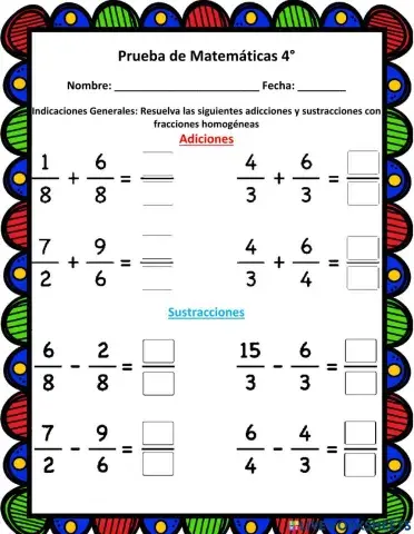 Adición y sustracción de fracciones