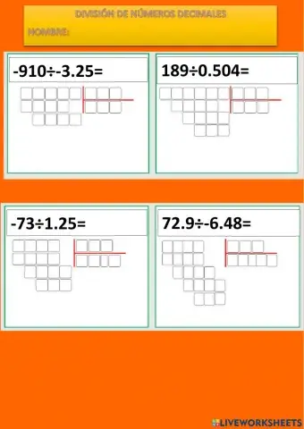 División de decimales negativos