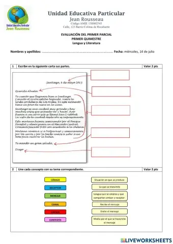 Evaluación Lengua- 1er p.