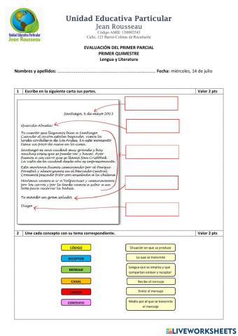 Evaluación Lengua- 1er p.