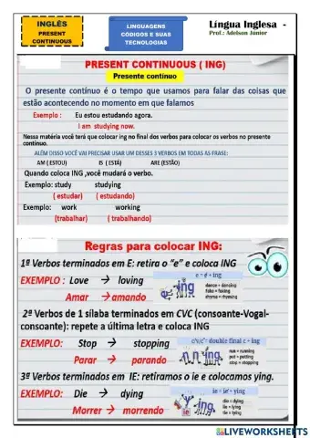 Present Continuous (Exercícios de fixação)