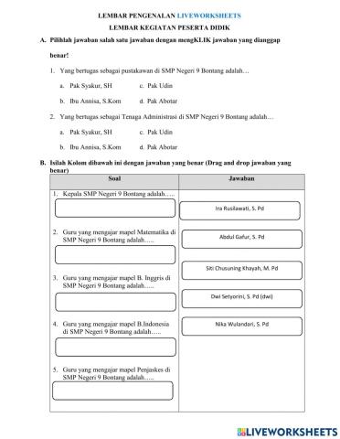 Latihan pengenalan liveworksheets