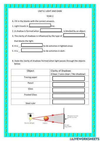 UNIT 6 : LIGHT AND DARK