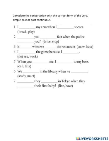 Simple past and Past continuous