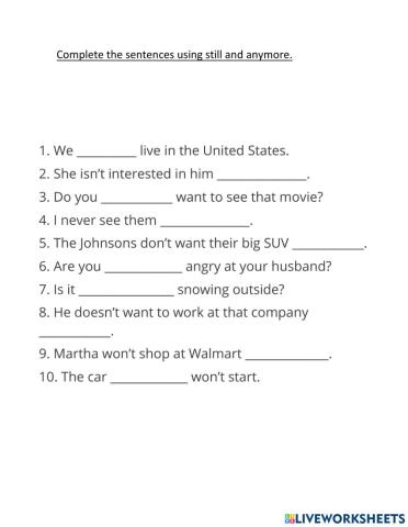 Week 7 still and anymore