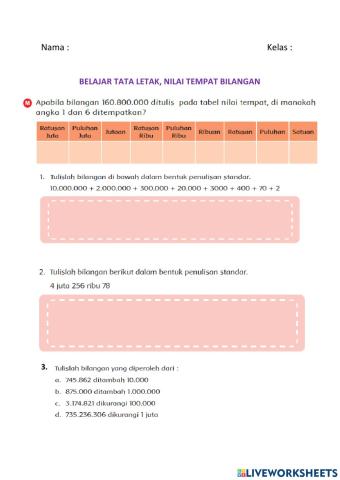 Tata Letak dan Nilai Bilangan