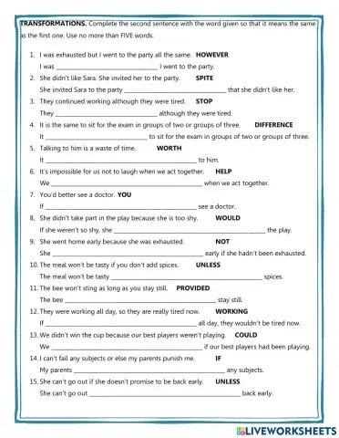 Transformations. Complete units 1 to 5. B