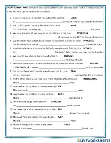 Transformations. Complete units 1 to 5. C