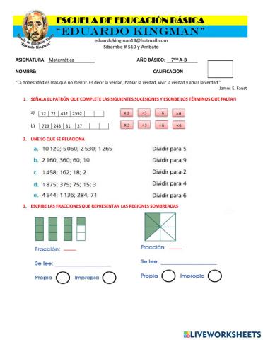 Evaluación de Matemáticas