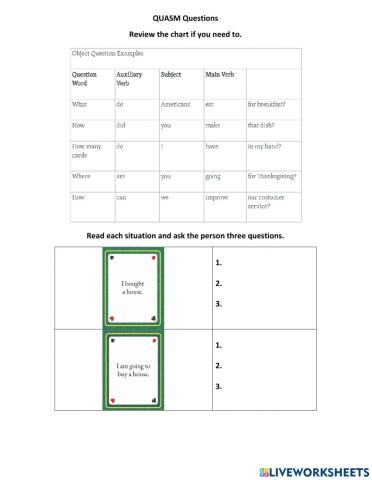 QUASM Questions - Situations