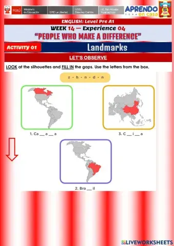 Week 14 - PRE A1 - Experience 4 - Activity 1. Landmarks