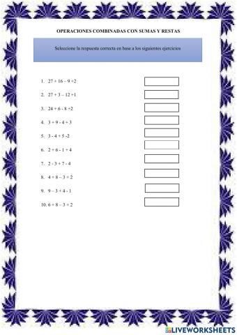 Operaciones combinadas con sumas y restas