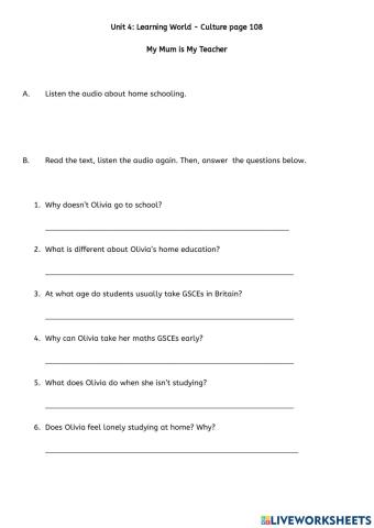 Reading comprehension task