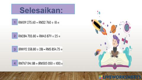 Tambah tolak bahagi wang