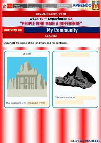 Week 15 - PRE A1 - Experience 4 - Activity 1. Landmarks