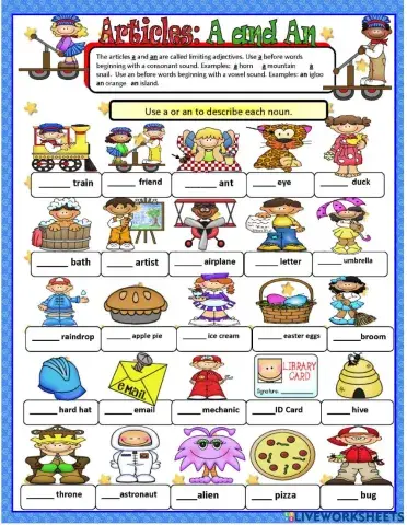 Articles: a, an, the Worksheet