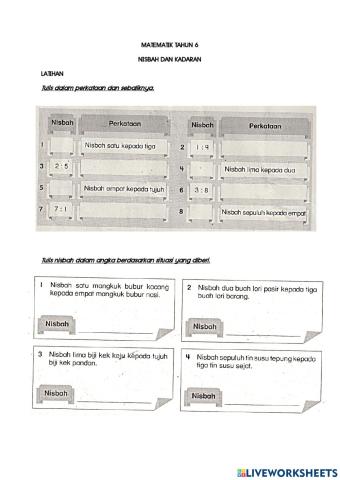 Matematik tahun 6 - nisbah