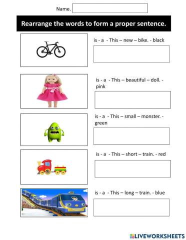 Cefr supermind unit 2, let's play, describing toys,  rearrange word to form sentence.