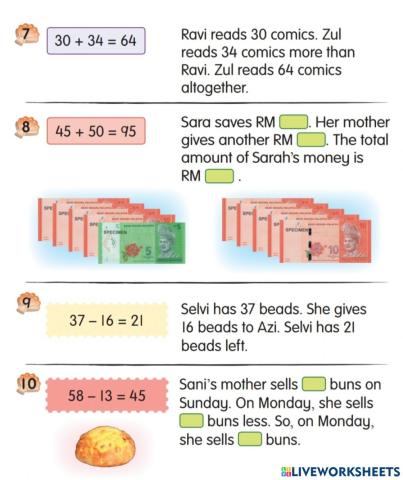 Addition and subtraction story