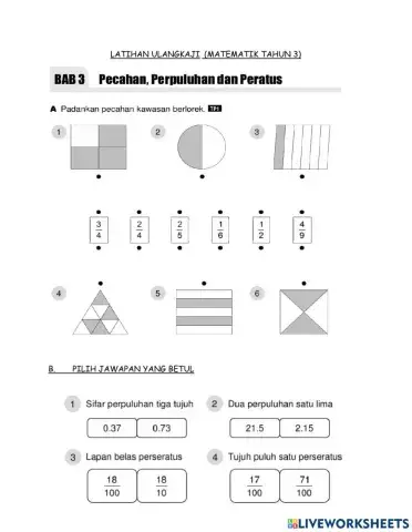 Pecahan, Perpuluhan dan Peratus